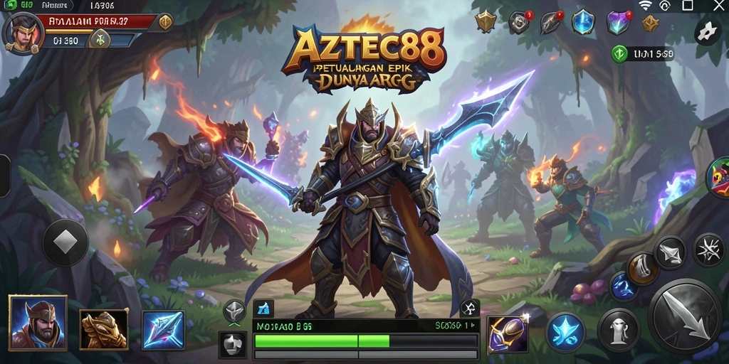Tangkapan layar gameplay epik AZTEC88 yang menunjukkan aksi seru.
