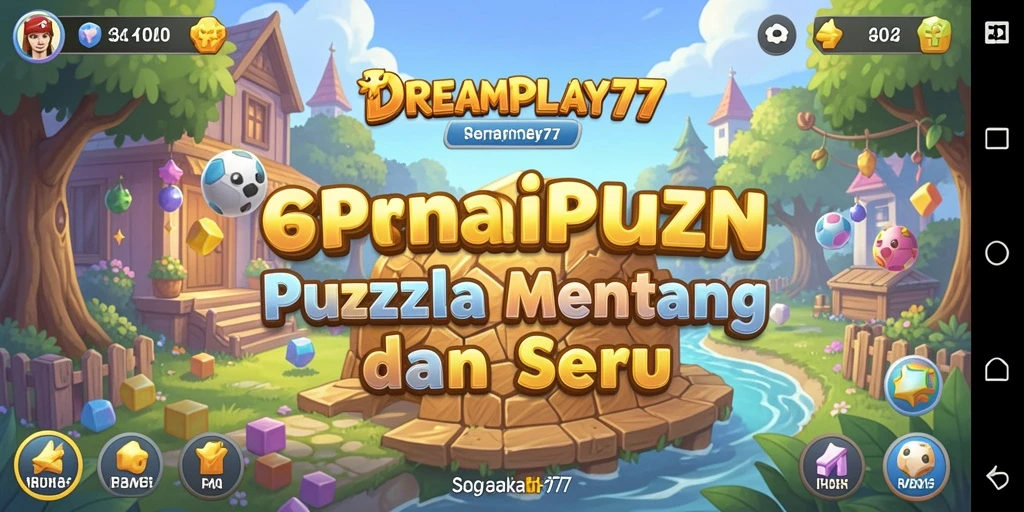 Tangkap layar dalam permainan Puzzle DREAMPLAY77 dengan tantangan menarik.