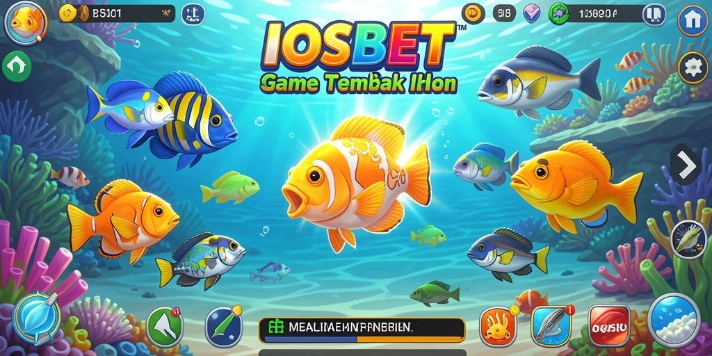 Tampilan gameplay Tembak Ikan dari IOSBET yang penuh warna dan seru.
