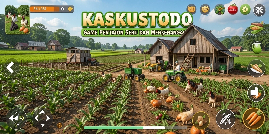 Screenshot gameplay KASKUSTOTO menampilkan aktivitas bertani yang seru.
