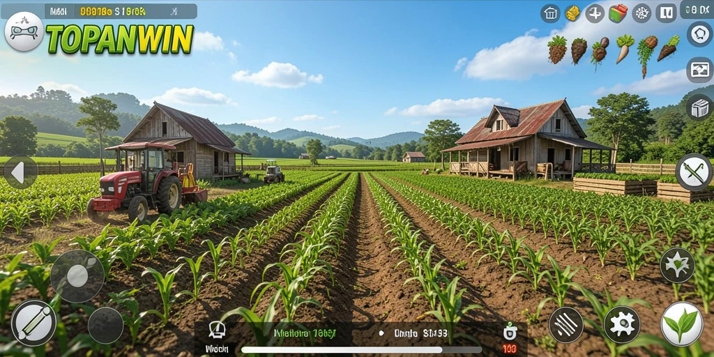 Gameplay TOPANWIN menampilkan aktivitas bertani yang seru dan interaktif.