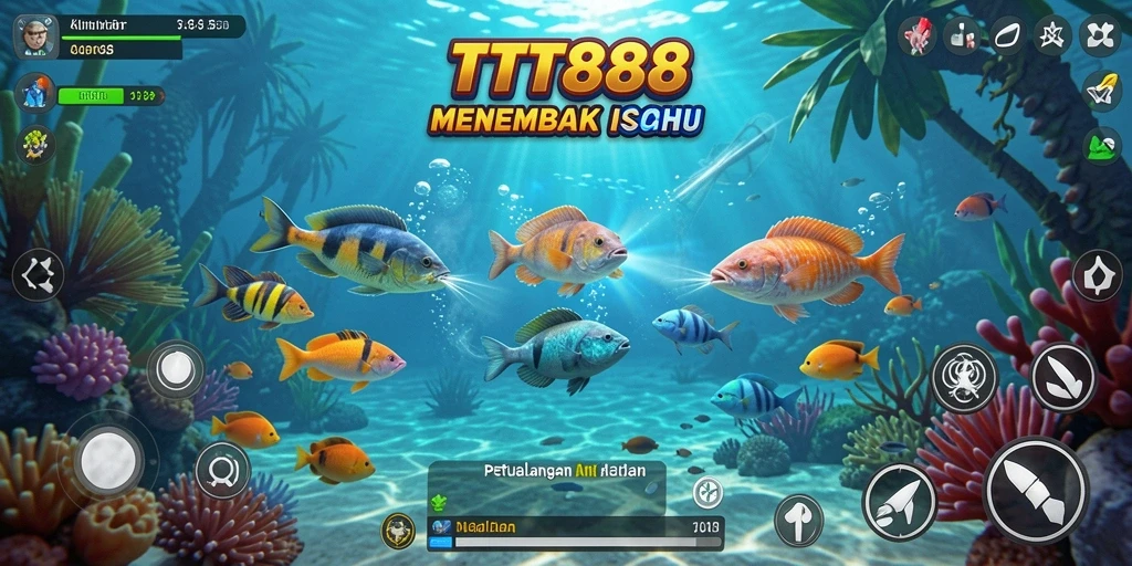 Tangkapan layar gameplay TTT888 menampilkan aksi seru menembak ikan.
