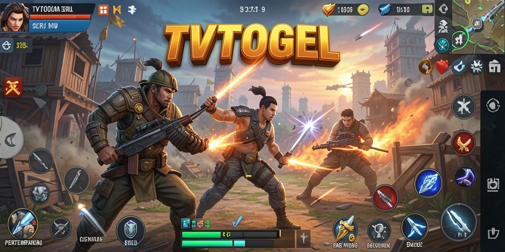 Tampilan aksi seru dalam gameplay Battle Royale TVTOGEL.