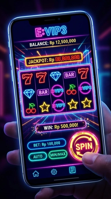 Tampilan utama aplikasi evip3 dengan akses mudah ke berbagai kategori.